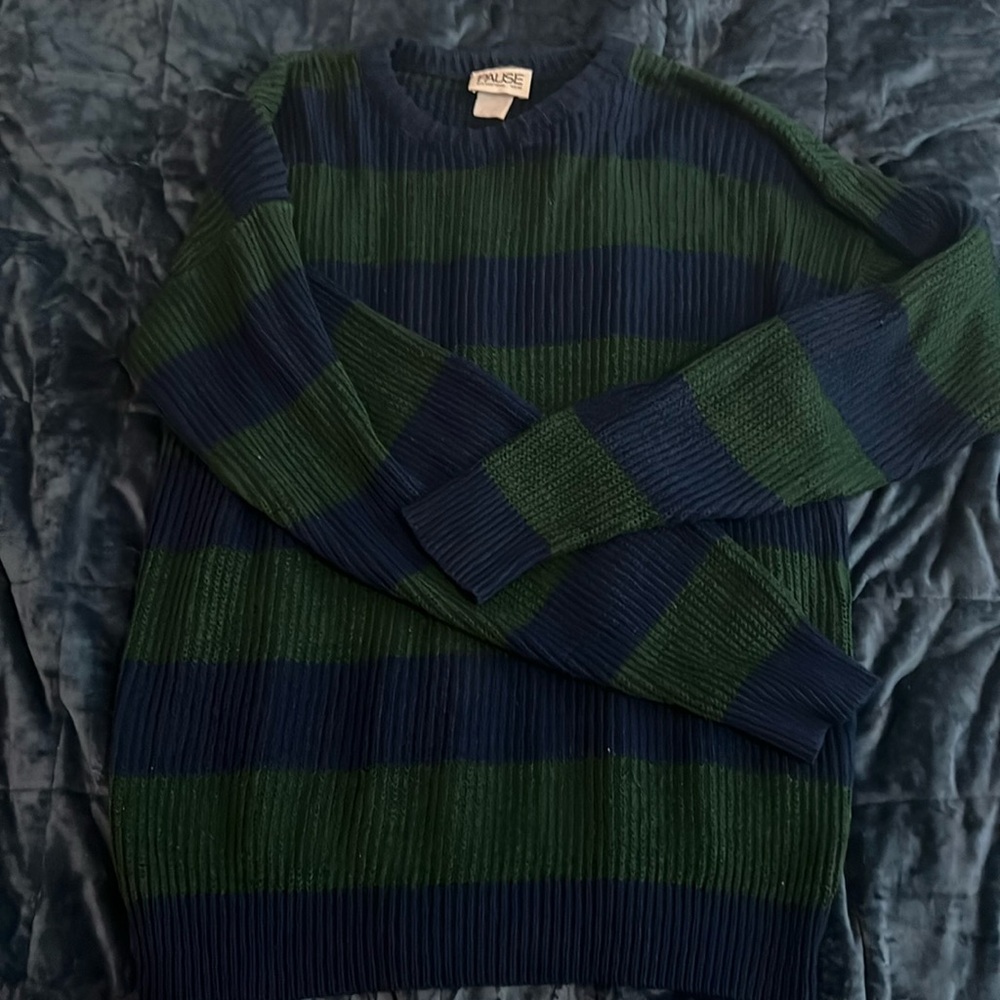 Green and Blue Striped Men’s Oversized Sweater